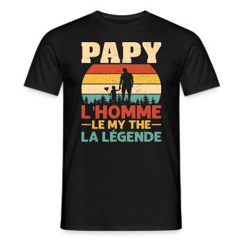 Papy L'homme Le Mythe La Légende - T-shirt homme - noir - Devant - AI Model Male 178 light (178cm)