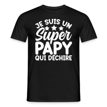 Je Suis Un Super Papy Qui Déchire - T-shirt homme - noir - Devant - AI Model Male 178 light (178cm)