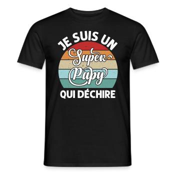 Je Suis Un Papy Qui Déchire Cadeau Grand-père - T-shirt homme - noir - Devant - AI Model Male 178 light (178cm)