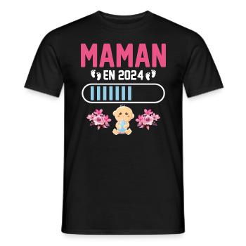 Maman En 2024 - T-shirt homme - noir - Devant - AI Model Male 178 light (178cm)