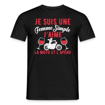 Femme Simple Qui Aime La Moto Et L'apéro - T-shirt homme - noir - Devant - AI Model Male 178 light (178cm)