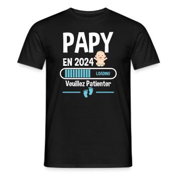 Futur Papy 2024 Grand-père Bébé Grossesse Cadeau - T-shirt homme - noir - Devant - AI Model Male 178 light (178cm)
