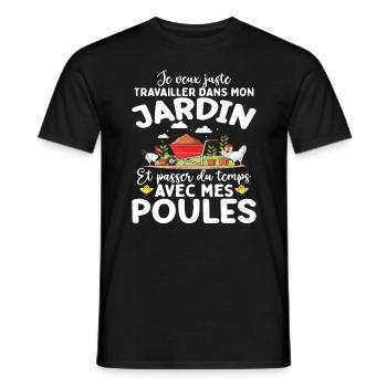 J'veux Juste M'occuper De Mon Jardin Et Mes Poules - T-shirt homme - noir - Devant - AI Model Male 178 light (178cm)