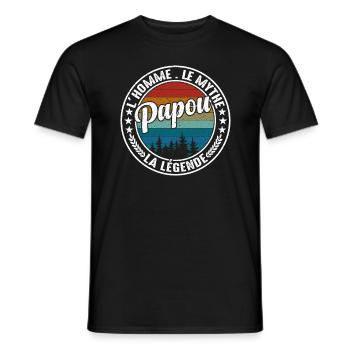 Papou L'homme Le Mythe La Légende Fête Des Pères - T-shirt homme - noir - Devant - AI Model Male 178 light (178cm)