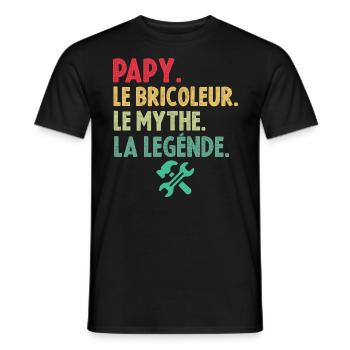 Papy le bricoleur le mythe la légende - T-shirt homme - noir - Devant - AI Model Male 178 light (178cm)