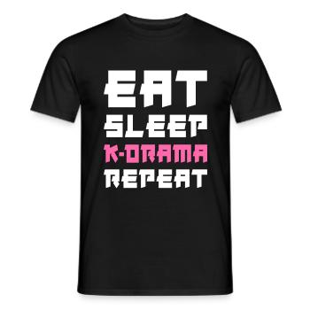 Manger dormir K-Drama Répéter - T-shirt homme - noir - Devant - AI Model Male 178 light (178cm)