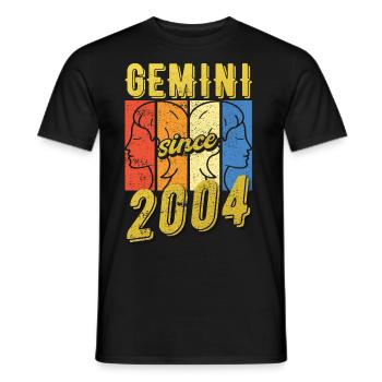 Cadeau du Zodiac Gémeaux 2004 - T-shirt homme - noir - Devant - AI Model Male 178 light (178cm)