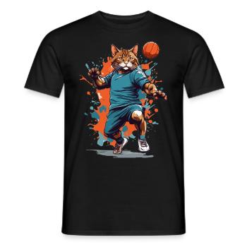 Handball Katze Streetwear & Iconic Style - Männer T-Shirt - Schwarz - Vorne - AI Model Male 178 light (178cm)