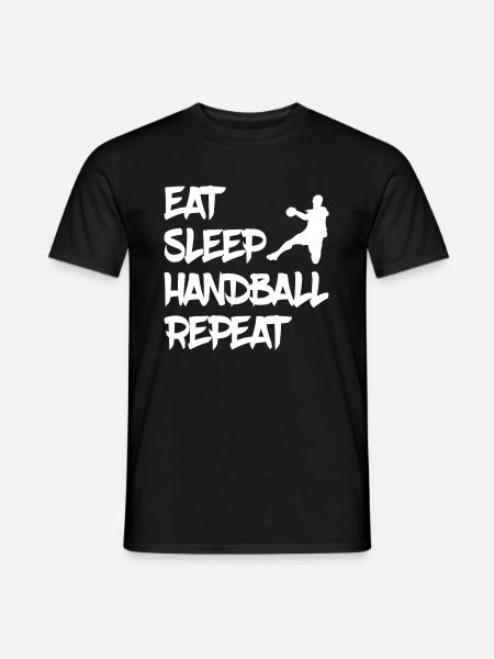 eat sleep handball repeat - Männer T-Shirt - Schwarz