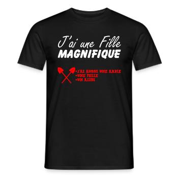 J'ai une fille magnifique - T-shirt homme - noir - Devant - AI Model Male 178 light (178cm)