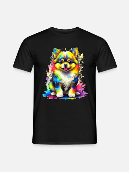 Pomeranian Puppy – Rainbow - Men's T-Shirt - black