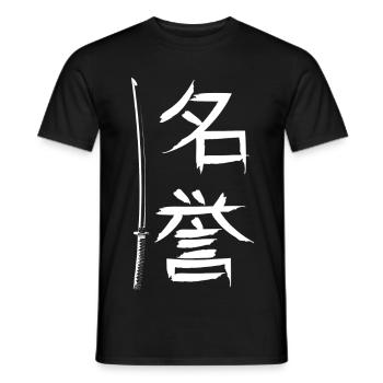 katana blanc - T-shirt homme - noir - Devant - AI Model Male 178 light (178cm)