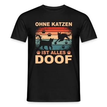 Katze Katzenliebhaber Geschenk Katzenfreund - Männer T-Shirt - Schwarz - Vorne - AI Model Male 178 light (178cm)