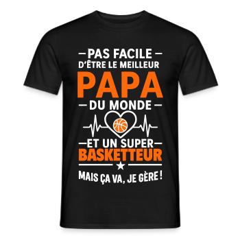 Heart + Basketball – Super Dad Basketball Player - Men's T-Shirt - black - Front - AI Model Male 178 light (178cm)