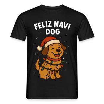 Feliz Navi Chien Noël Plaisir Vacances en famille - T-shirt homme - noir - Devant - AI Model Male 178 light (178cm)