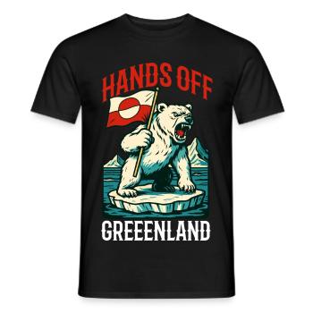 Hands Off Greenland Flag Arctic Polar Bear - Männer T-Shirt - Schwarz - Vorne - AI Model Male 178 light (178cm)