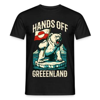 Hands Off Greenland Flag Arctic Polar Bear - Männer T-Shirt - Schwarz - Vorne - AI Model Male 178 light (178cm)