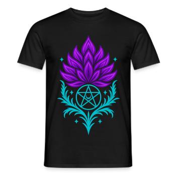 Distel mit Pentagramm - Spirituelles Symbol - Männer T-Shirt - Schwarz - Vorne - AI Model Male 178 light (178cm)