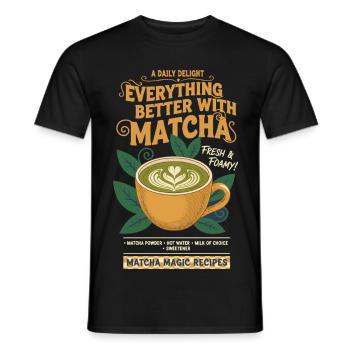 Everything Better With Matcha Fresh Foamy Matcha - Men's T-Shirt - black - Front - AI Model Male 178 light (178cm)