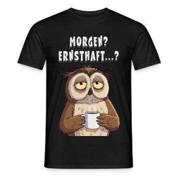 Morgenmuffel Eule Kaffee Geschenk Schlafshirt - Männer T-Shirt - Schwarz - Vorne - AI Model Male 178 light (178cm)