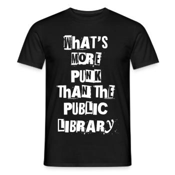 Qu’est-ce qui est plus punk que la bibliothèque publique ? I - T-shirt homme - noir - Devant - AI Model Male 178 light (178cm)
