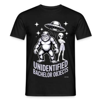 Unbekannte Junggesellenobjekte – Alien und Bigfoot. - Männer T-Shirt - Schwarz - Vorne - AI Model Male 178 light (178cm)