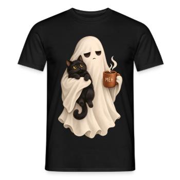 Meh Geist mit Katze - Männer T-Shirt - Schwarz - Vorne - AI Model Male 178 light (178cm)