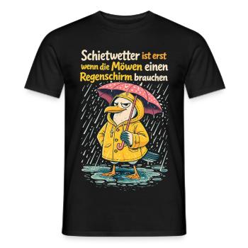 Schietwetter Möwe im Friesennerz | Lustiges Design - Männer T-Shirt - Schwarz - Vorne - AI Model Male 178 light (178cm)