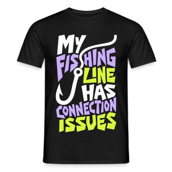 Angeln – My Fishing Line Has Connection Issues - Männer T-Shirt - Schwarz - Vorne - AI Model Male 178 light (178cm)
