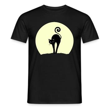 schwarze Katze bei Vollmond - Männer T-Shirt - Schwarz - Vorne - AI Model Male 178 light (178cm)
