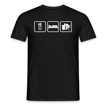 Eat Sleep Work, Essen Schlafen Arbeiten - Men's T-Shirt - black - Front - AI Model Male 178 light (178cm)