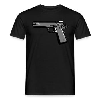 Waffen Pistole schiessen - Männer T-Shirt - Schwarz - Vorne - AI Model Male 178 light (178cm)