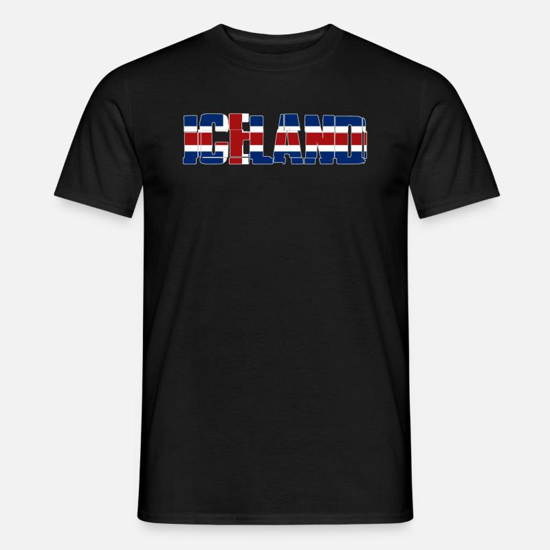 Iceland Flag Logo - Männer T-Shirt - Schwarz