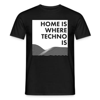 Home Is Where Techno Is - Men's T-Shirt - black - Front - AI Model Male 178 light (178cm)