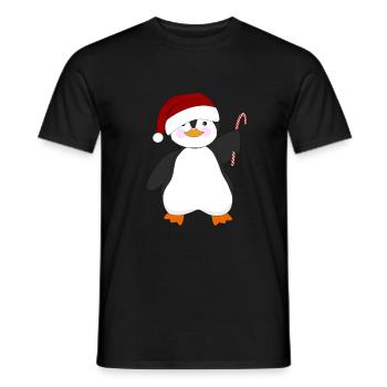 Christmas penguin - Men's T-Shirt - black - Front - AI Model Male 178 light (178cm)