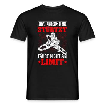 Wer nicht stürzt Fährt nicht am Limit - MTB Spruch - Männer T-Shirt - Schwarz - Vorne - AI Model Male 178 light (178cm)