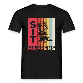 Dachshund Dackel Rauhaardackel Sit Happens Hundeli - Männer T-Shirt - Schwarz - Vorne - AI Model Male 178 light (178cm)