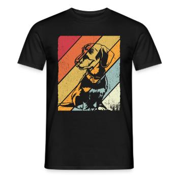 Dackel Dackelhund Hunde Silhouette Retro Vintage G - Männer T-Shirt - Schwarz - Vorne - AI Model Male 178 light (178cm)