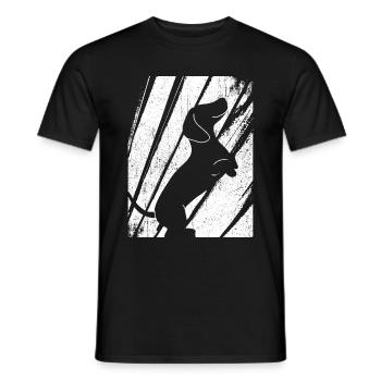 Dackel Dachshund Silhouette Retro Vintage Motiv - Männer T-Shirt - Schwarz - Vorne - AI Model Male 178 light (178cm)