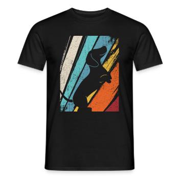 Dackel Dackelhund Hunde Silhouette Retro Vintage G - Männer T-Shirt - Schwarz - Vorne - AI Model Male 178 light (178cm)
