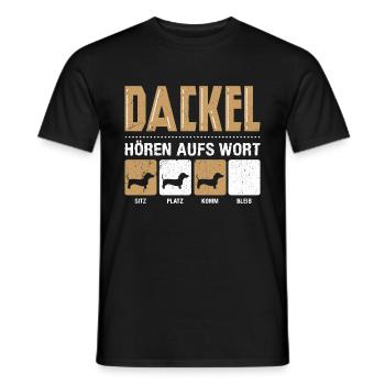 Dackel hören aufs Wort Lutsiges Dachshund & Dackel - Männer T-Shirt - Schwarz - Vorne - AI Model Male 178 light (178cm)