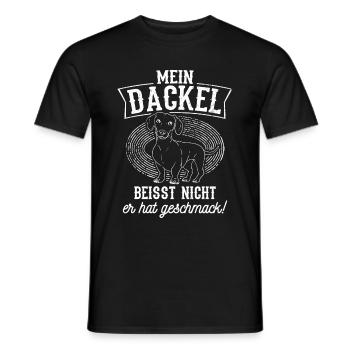 Mein Dackel beisst nicht, er hat Geschmack Dackelh - Männer T-Shirt - Schwarz - Vorne - AI Model Male 178 light (178cm)