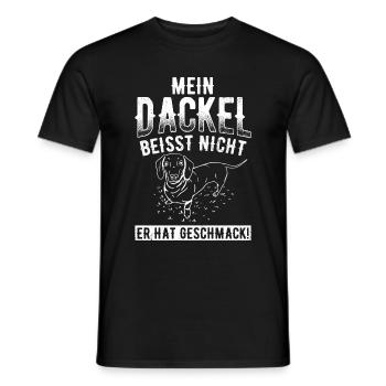 Mein Dackel beisst nicht, er hat Geschmack Dackel - Männer T-Shirt - Schwarz - Vorne - AI Model Male 178 light (178cm)
