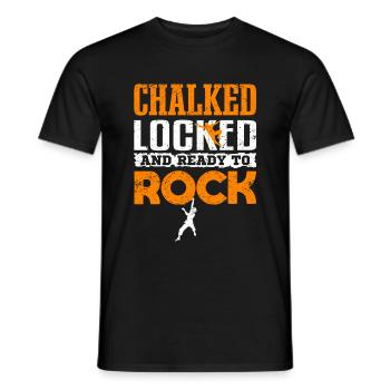 Klettern Bouldern CHALKED LOCKED AND READY TO ROCK - Männer T-Shirt - Schwarz - Vorne - AI Model Male 178 light (178cm)