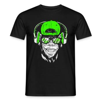 Monkey DJ mit Kopfhörer und Sonnenbrille Geschenki - Männer T-Shirt - Schwarz - Vorne - AI Model Male 178 light (178cm)