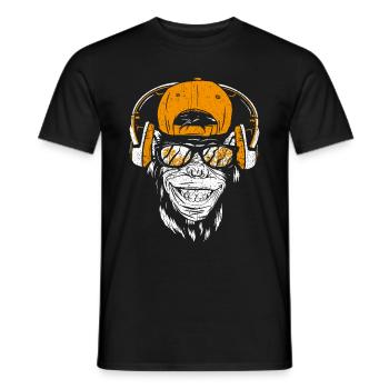 Monkey DJ mit Kopfhörer und Sonnenbrille Geschenki - Männer T-Shirt - Schwarz - Vorne - AI Model Male 178 light (178cm)