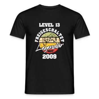 Level 13 Jahre Geburtstagsshirt Junge Gamer 2009 G - Männer T-Shirt - Schwarz - Vorne - AI Model Male 178 light (178cm)