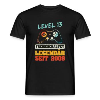 Level 13 Jahre Geburtstagsshirt Junge Gamer 2009 G - Männer T-Shirt - Schwarz - Vorne - AI Model Male 178 light (178cm)