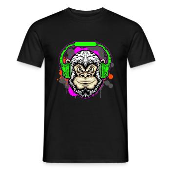 Monkey DJ mit Kopfhörer und Sonnenbrille Geschenki - Männer T-Shirt - Schwarz - Vorne - AI Model Male 178 light (178cm)
