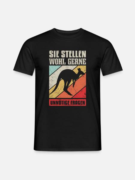 Sie Stellen Wohl Gerne Unnötige Fragen Retro Kängu - Männer T-Shirt - Schwarz